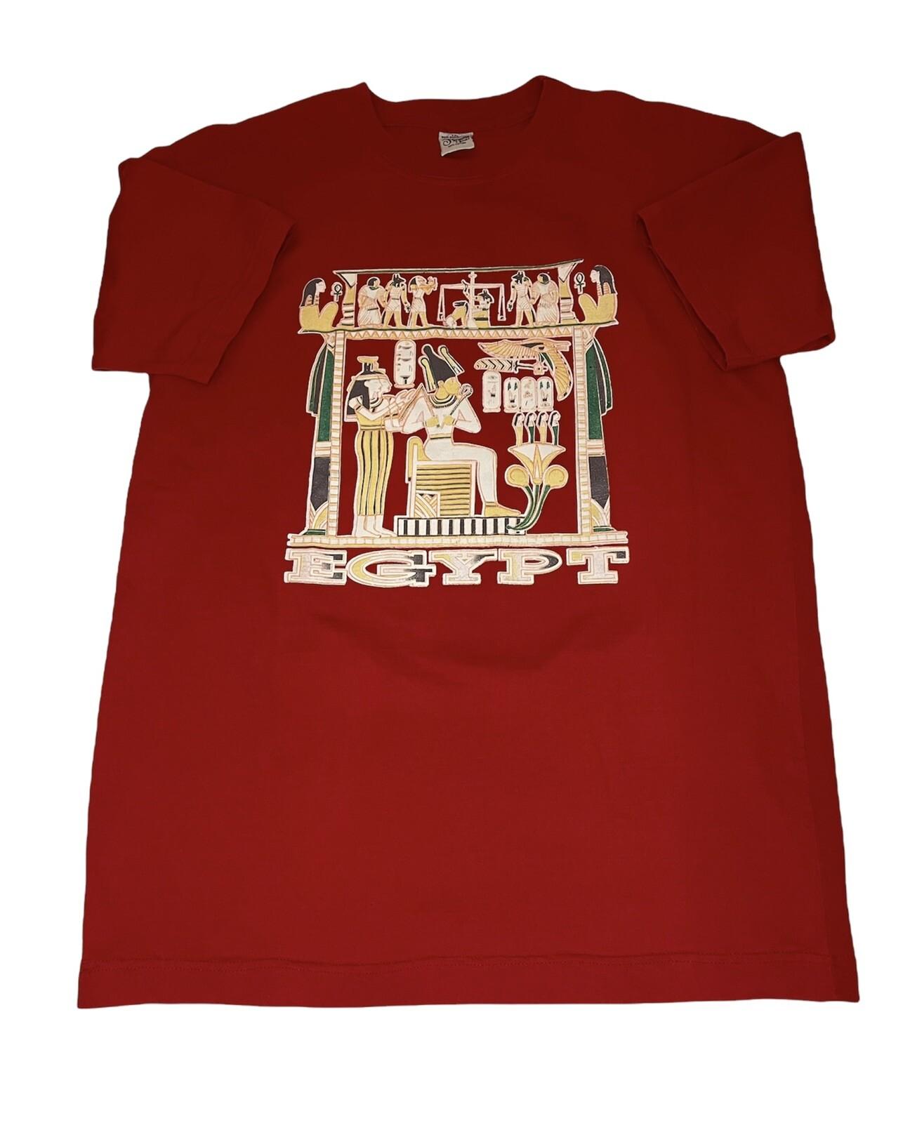 Vtg Made In Egypt Mens Red T 2XL Ancient Egyptians Hieroglyphics Turquise Unisex T-Shirt XXL