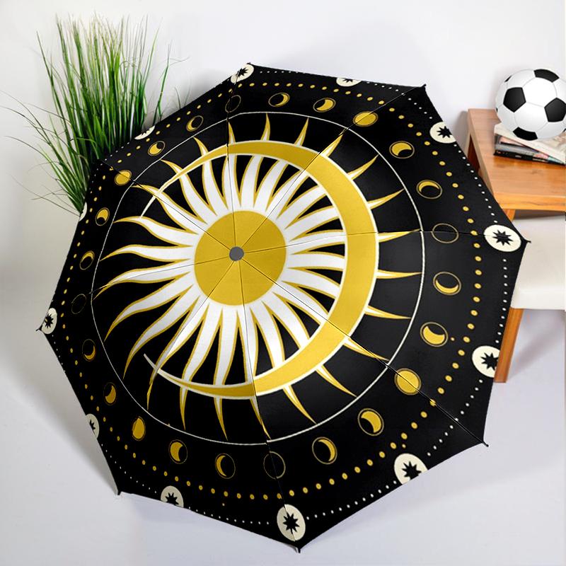 Retro Sun and Moon Umbrella Automatic Open/close, Sturdy Iron Frame & 8-Rib Struct, Umbrella for Women & Men, Christmas Gifts
