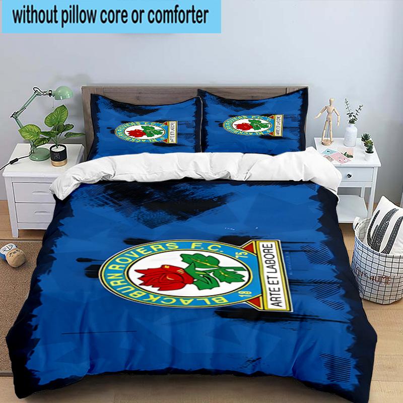3pcs Blackburn Rovers Crest Football Club Bedding Set Duvet Cover Closure Includes 1 Duvet Cover & 2 Pillowcases Bedding Sets Home Decor Gifts
