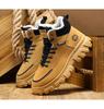 Men's High-Top Martin Boots - Velvet Winter Work Shoes, Retro Style with Thick Soles and Warm Cotton Lining.