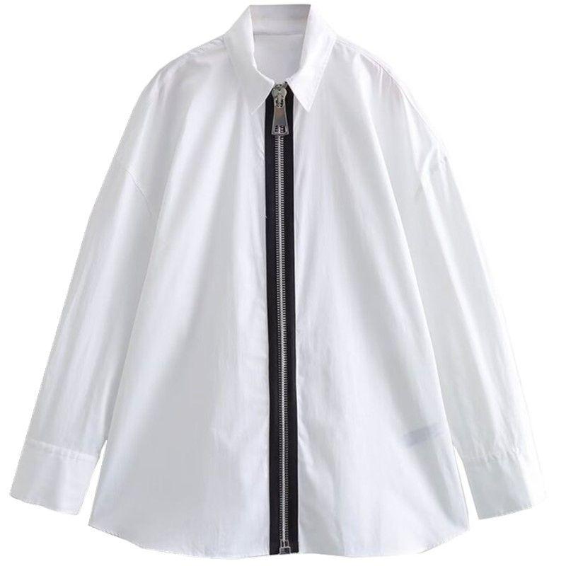 Fashion Style 2023 New Arrival Women's Clothing Stylish Slim Looking Easiest for Match Zipper Ornament Trench Coat Fabric Shirt 8663202