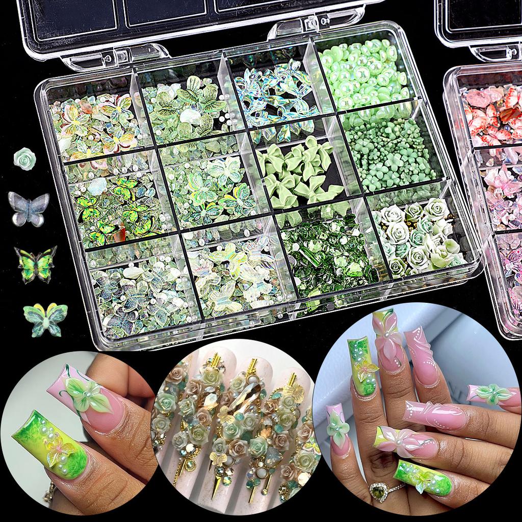 New Foreign Trade Mixed Nail Art Decorations Five-Petal Flower Ice-Transparent Three-Dimensional Butterfly Stickers Decals