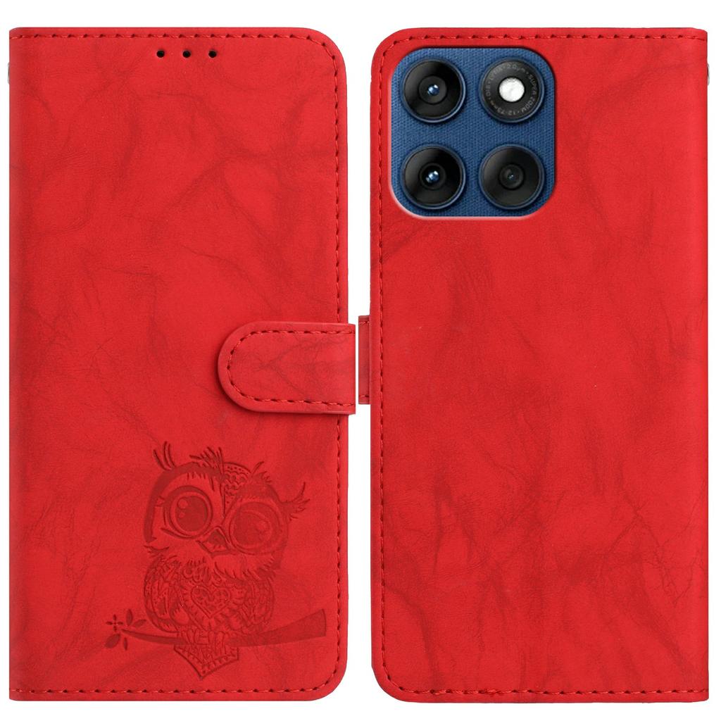 For Motorola Edge 60 5G/60s 5G/Fusion 5G Case Owl Imprinted PU Leather Wallet Phone Cover with Wrist Strap