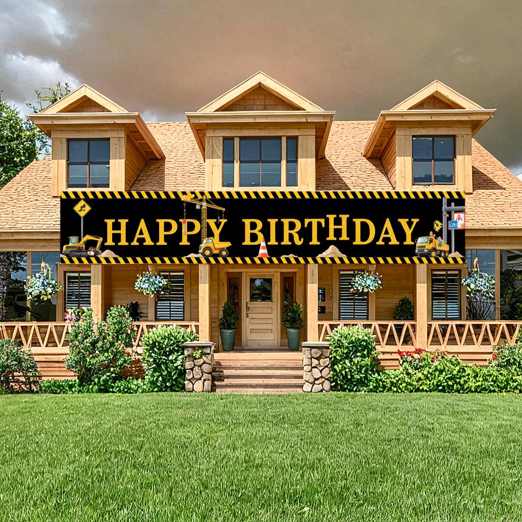 Easy to Hang  Construction Theme Banner  Kids Birthday Sign  Banner for Indoor Event Photo Backdrop Party