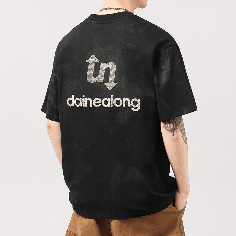 Tie-dyed Short-sleeved T-shirt for Summer New Heavyweight Teenager Loose Half-sleeved T-shirt