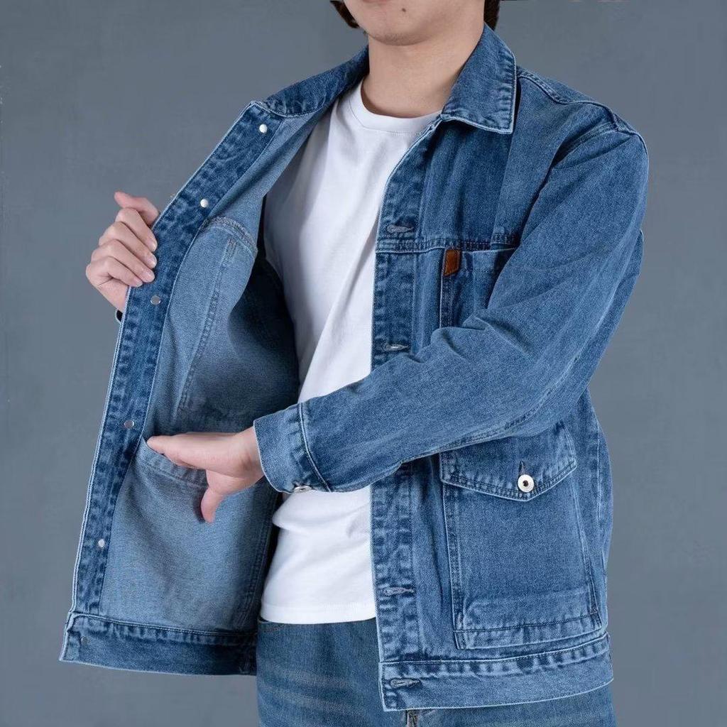 2023 Spring/Summer Men's Loose Denim Workwear Jacket - Large Sizes, Trendy Fall Fashion