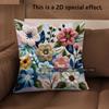 2D Colorful Floral Pattern Embroidered Pillow Covers Pattern Cushion Cover Suitable For Sofa Bedroom Car Pillow Cover