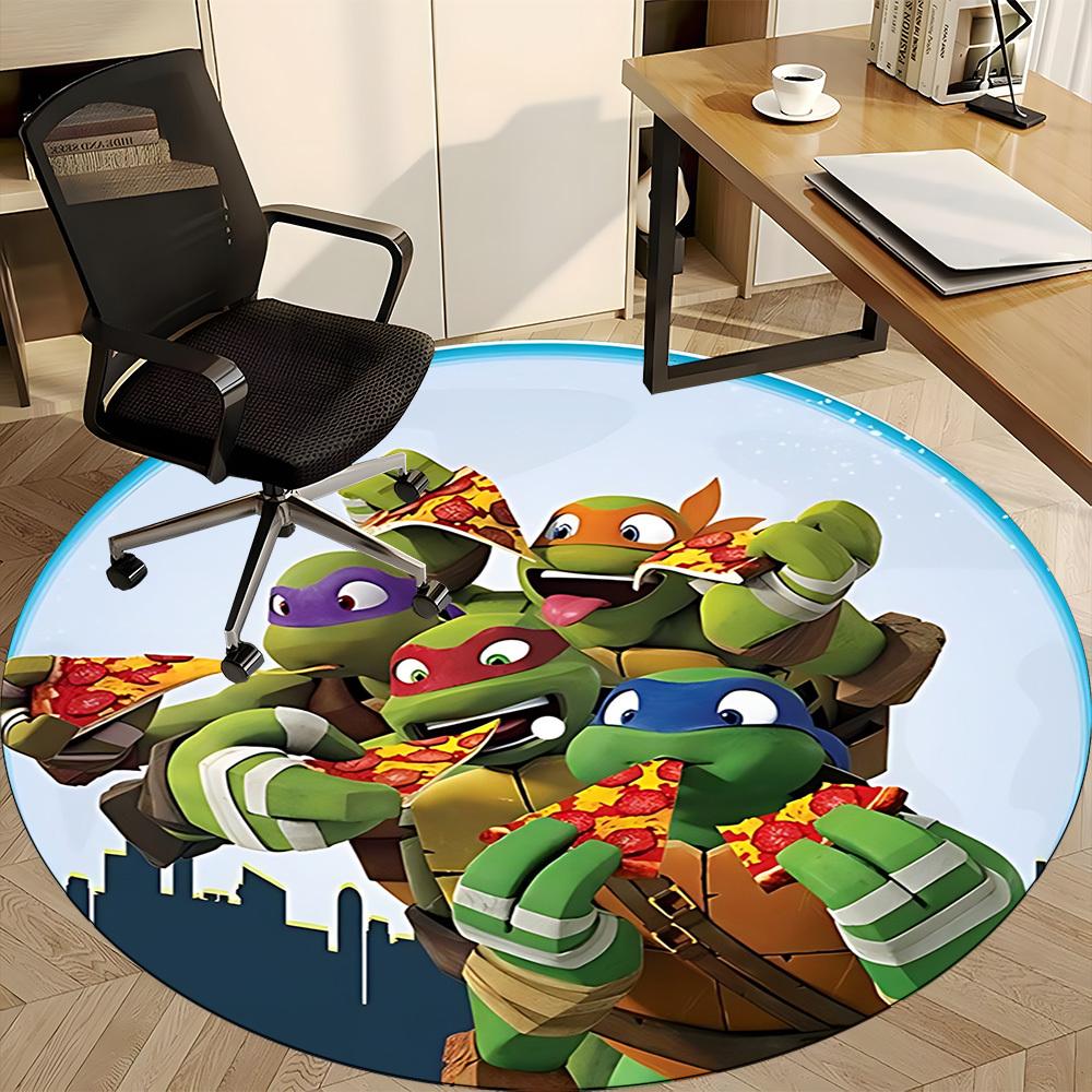 1pc PizzaTurtles Chair Carpet for Office Non Slip, Machine Washable Rug for Office, Room Holiday Decor for Christmas, Birthday Polyester
