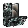 Painting Army Camouflage Carbon Fiber Magnetic Bumper Phone Case With Kickstand For iPhone 17 16 15 Pro Max Samsung S25 S24 A56 Hard Protective Cover