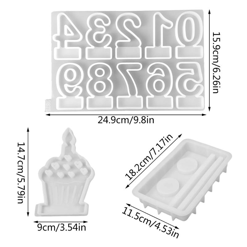 Birthday Cake Silicones Molds Sqaure Base Molds, Number Silicones Molds for Candle Holder Tealight Holder Decorations