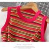 Summer Women Elegant Sleeveless Striped Knitted Sweater Pullover Dresses