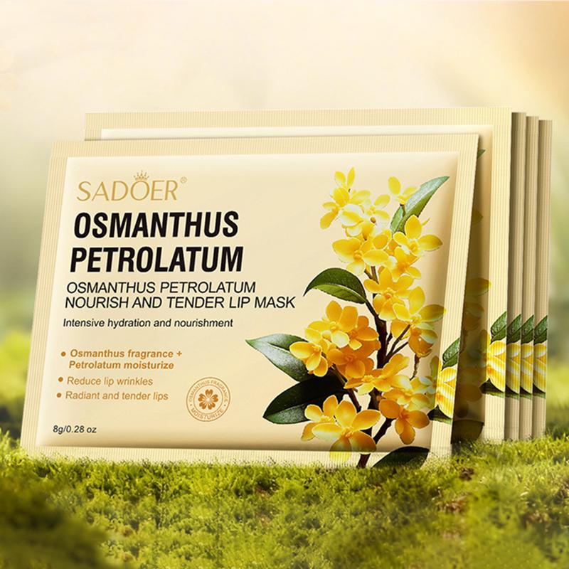 10 Stück Osmanthus Lippenmasken-Set SADOER Kristall-Kollagen-Lippenpflaster Feuchtigkeitsspendend Aufpolsternd Trockene, rissige Lippen Anti-Falten Hautpflege