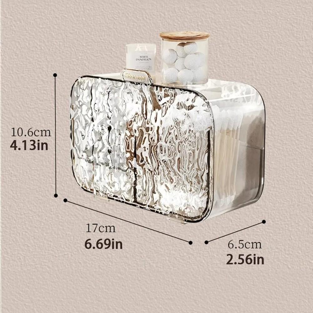 No Drilling Holes Bathroom Makeup Organizer Wall Mounted Makeup Cotton Storage Box