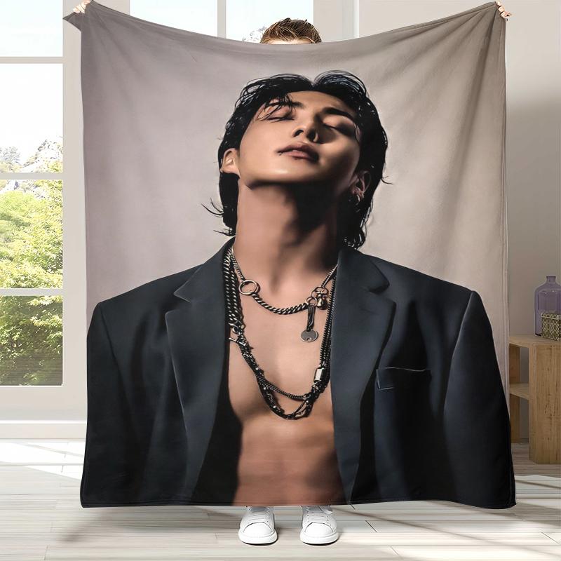Jeon Jung Kook Kpop B-BTS Flanelldecke, Ultraweiche Warme Plüschdecke für Zuhause Schlafzimmer Bett Sofa Abdeckung Büro Camping Geschenk 75x90cm