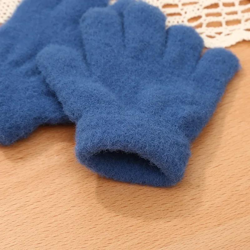 1 Paar warme, pelzige Handschuhe für junge Kinder, sportliche Einfachheit, einfarbig, geteilte Handschuhe für Kleinkinder, warme Outdoor-Handschuhe für Herbst und Winter