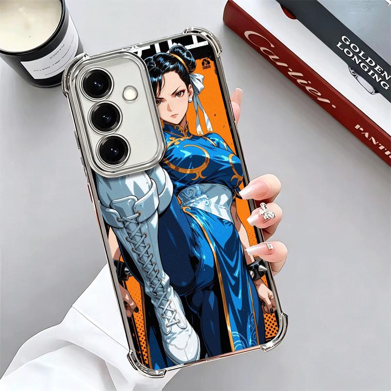 ChunLi S-Street F-FighterS Plating Phone Case For Samsung A17 A07 A37 A57 A16 A56 A15 A55 A14 A54 A13 A53 A26 A36 A25 A35 A24 A3