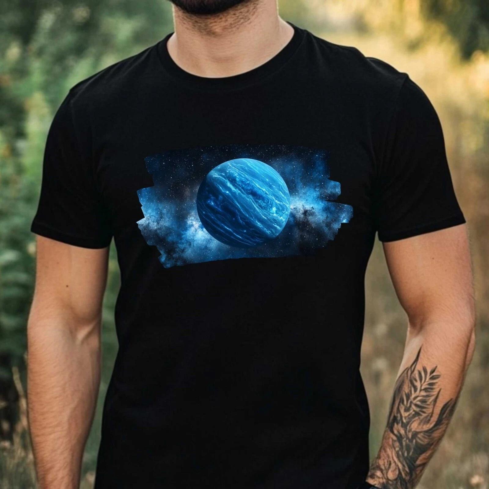 T-Shirt Herren Blauer Planet Motiv Baumwolle Größe XS bis 5XL L