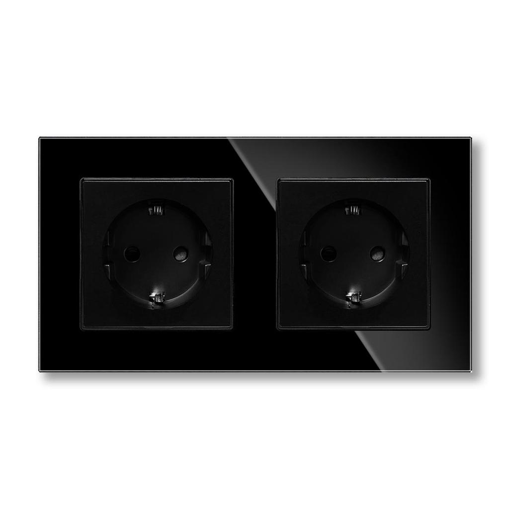 Złoty Panel Ze Szkła Hartowanego Okrągłe Rosyjskie Gniazdko Ścienne 16A – Ukryty Design