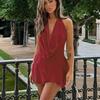 Backless Women's Dress Fashion Summer Solid Sleeveless Sexy V-neck Low-cut Mini Dress Casual Slim Street Women's Dress