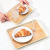 WORTHBUY Rechteckiges Plastik-Serviertablett mit Holzmaserung, Wiederverwendbares Snack-, Dessert-, Obsttablett für Küche, Wohnzimmer