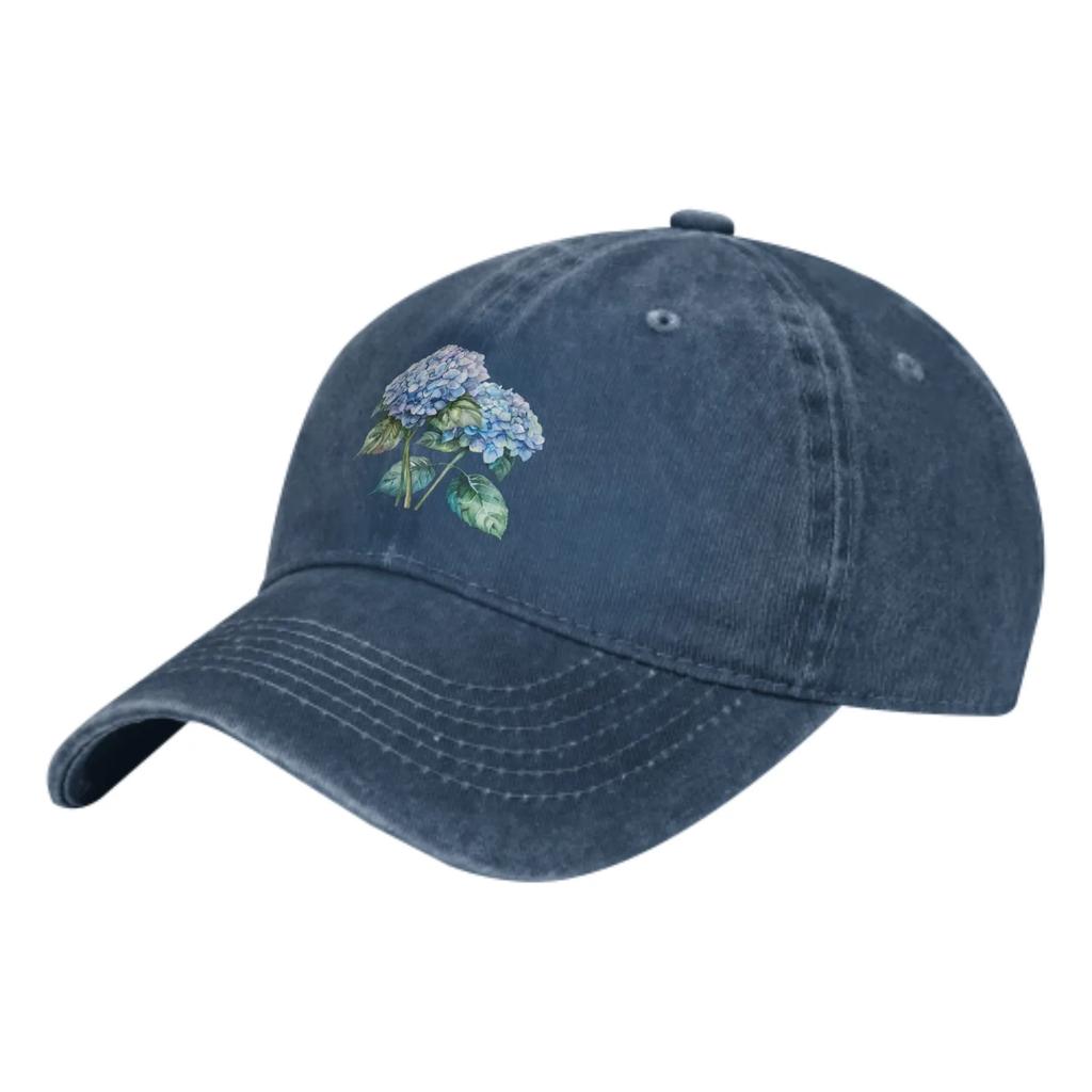 Blue Hydrangea Flower Fashion Classic Cotton Trucker Hat Summer Dad Cowboy Cap Outdoor Leisure Basketball Caps