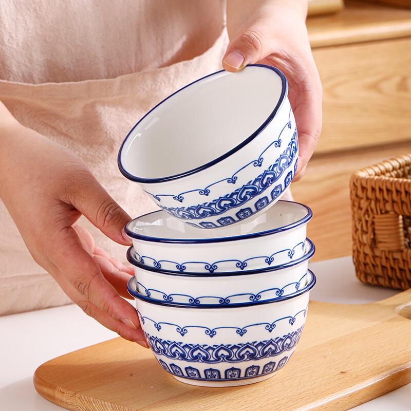 ZISIZ Ceramic 4.5-inch Hua Xi Multi-Purpose Bowls, Set of 6