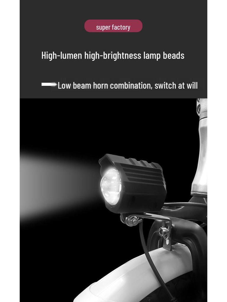 Folding Bike & Scooter LED Headlight with Horn - Low Energy Consumption