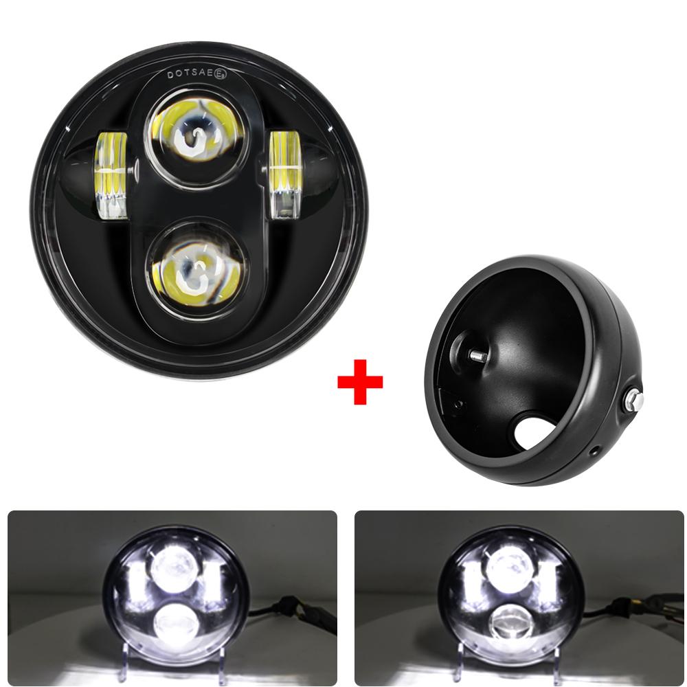 5.75 inch Motorcycle Led Headlight with housing Universal Round Head Light for Harley Sportster Cafe Racer Bobber Honda CB400