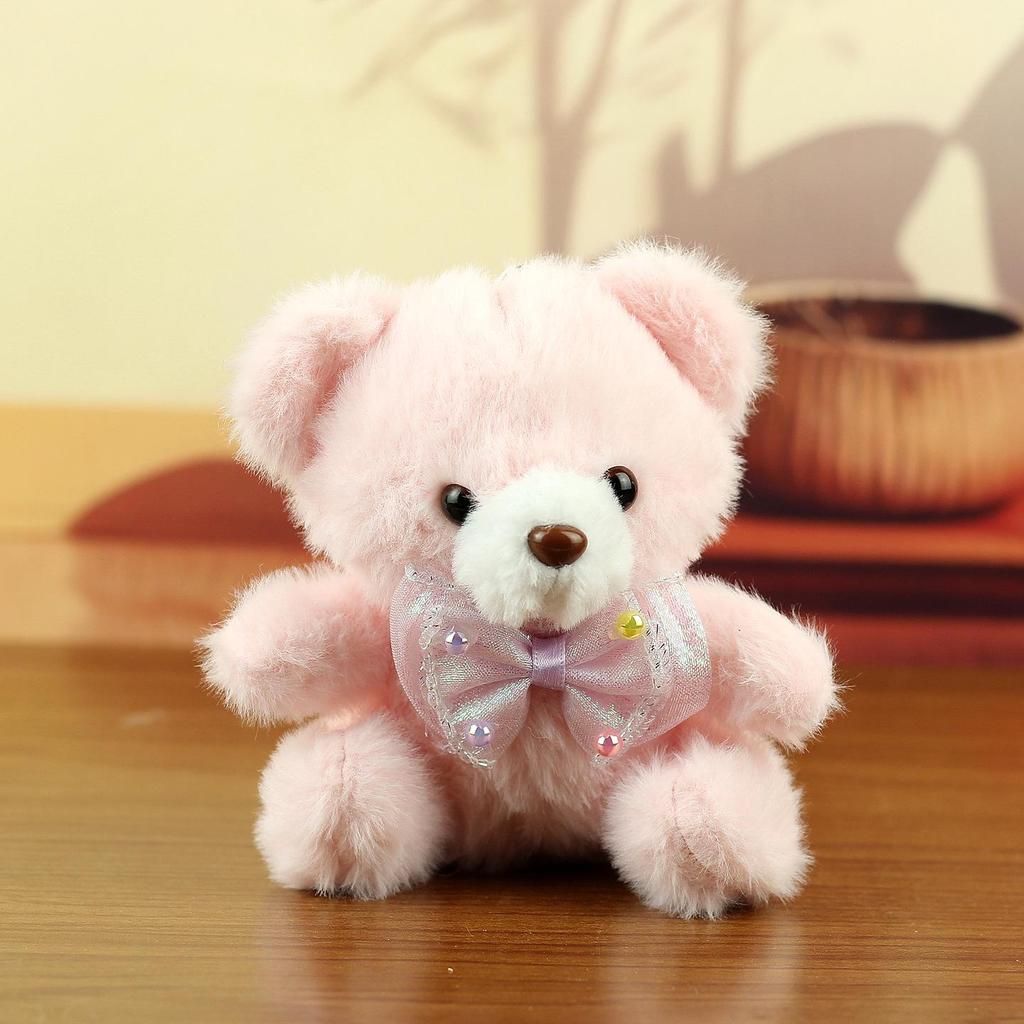 Adorable Celebrity Bear Plush Pendant with Bow Tie Keychain