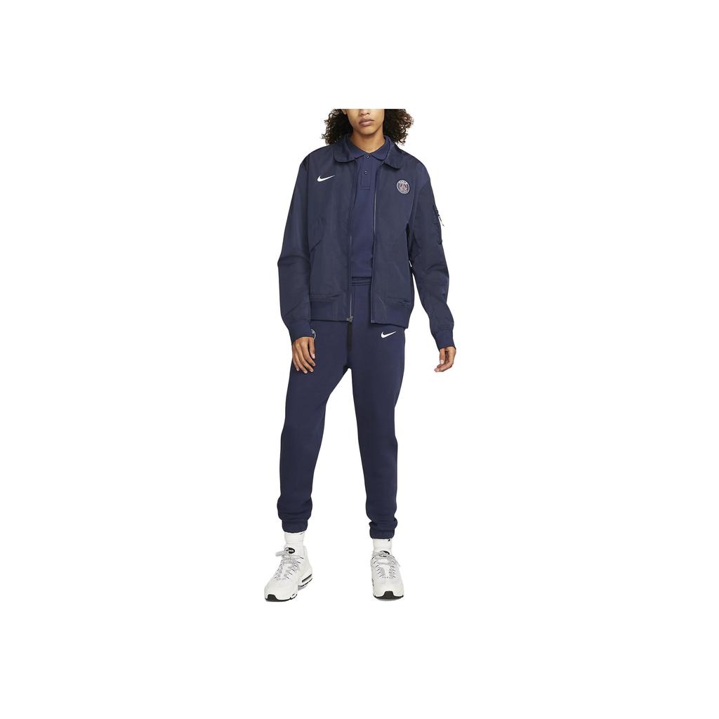 Nike Solid Logo Print Square Neck Zip-Up Long Sleeve Jacket Men Jacket Blue DN1489-410