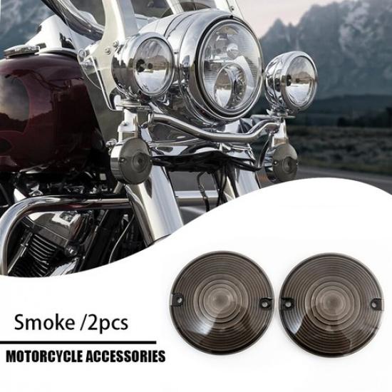 Turn Signal Light Cover Smoke Lens FIT For Harley Heritage Softail Touring 86-19