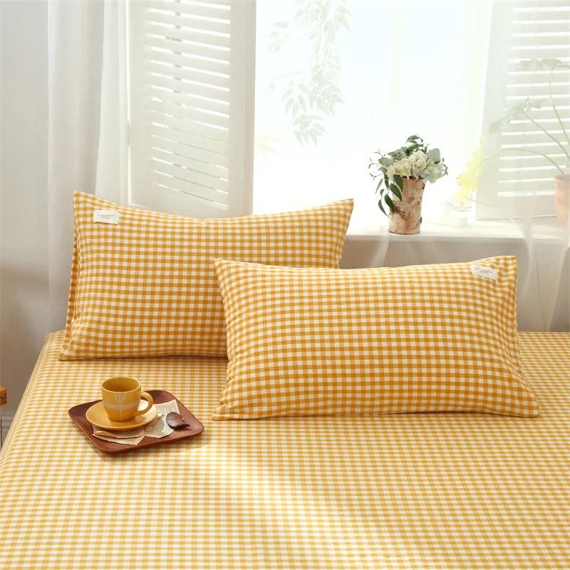 1 Pair Solid Color Plaid Printed Pillowcase Soft Cotton Throw Pillows Covers 30x50 40x60 48x74 Cushion Case for Bed Home Decor