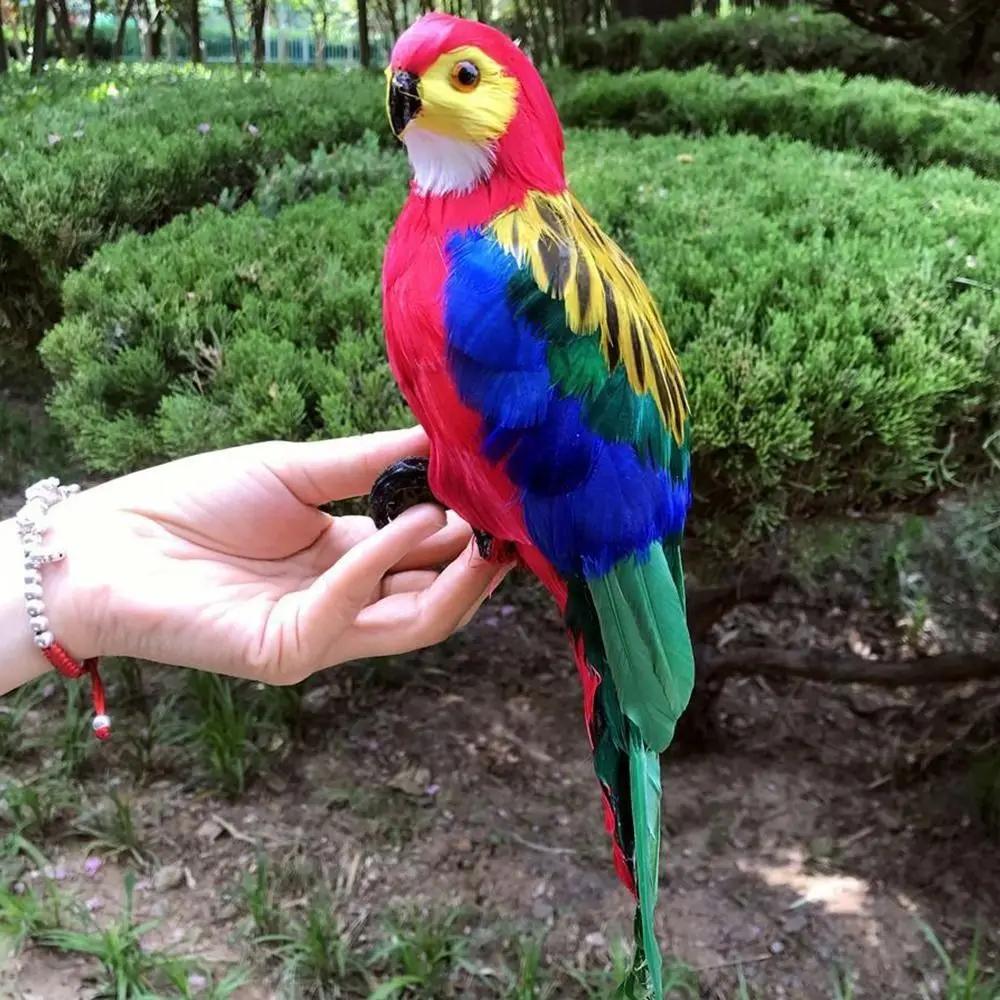 Animal Model Feather Simulation Parrot Statue Colorful Handmade Macaw Statue Not Fade Realistic Birds Model Decoration Yard