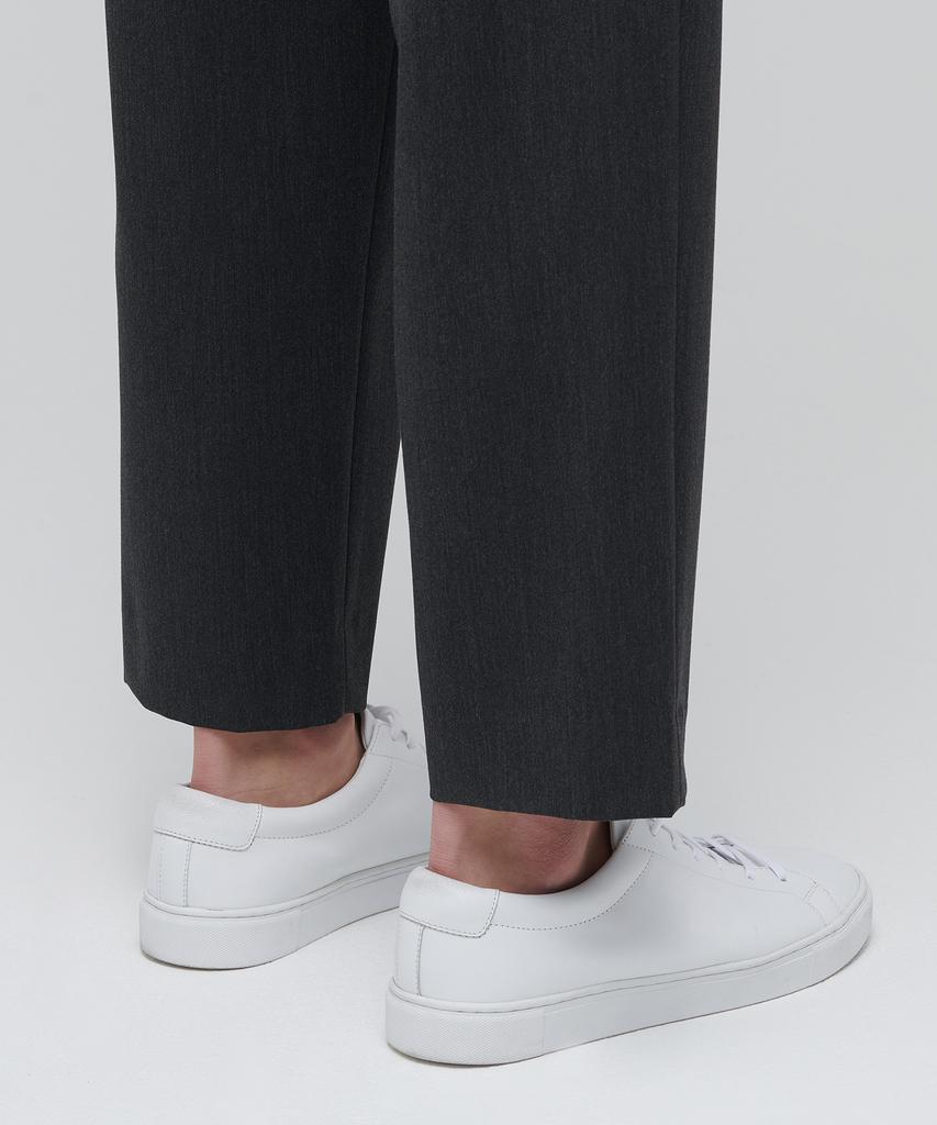 Musinsa Standard Lightweight Wide Drawstring Banded Crop Slacks [Charcoal Gray]