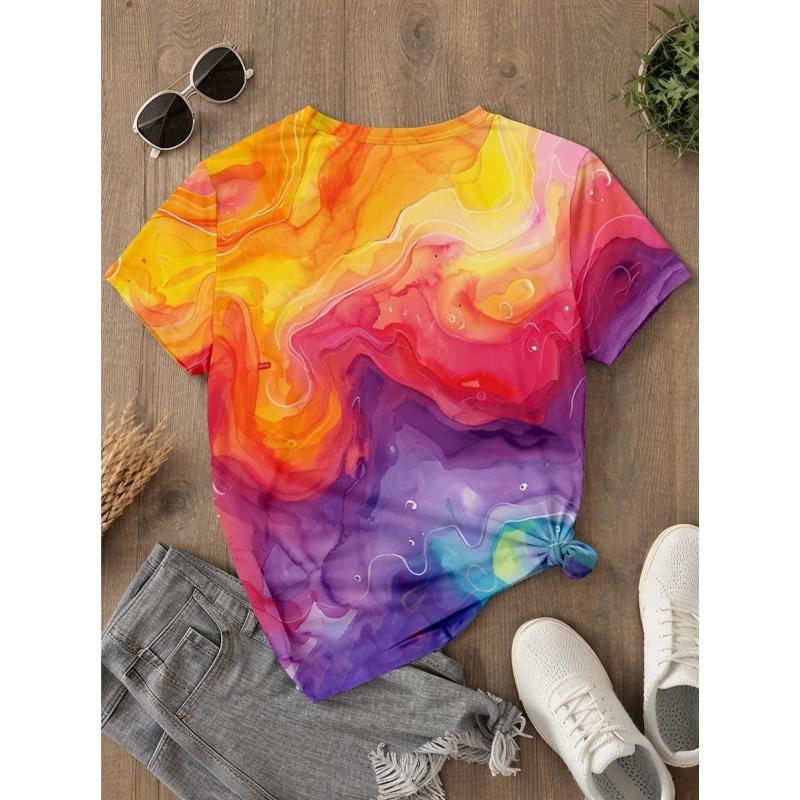 Damen Schönes Blumen 3D Druck T-Shirt Kurzarm T-Shirts Tops 3D Druck O-Ausschnitt Shirt Sommer Casual Damenbekleidung
