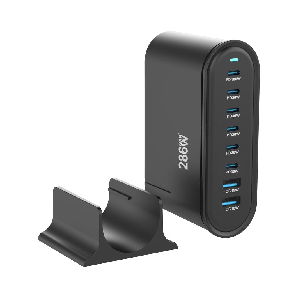 286W USB GaN Ladegerät 8-Port Ladegerät für mehrere Geräte, USB-Ladehub mit Smart IC für iPhone15 16 Samsung ipad