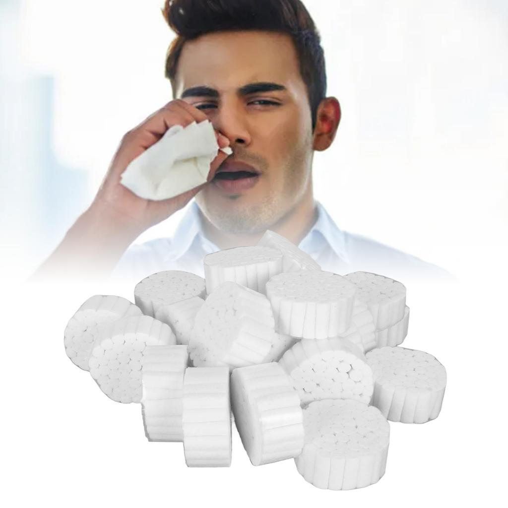 1000 pièces de rouleaux de coton dentaire Taille appropriée Très absorbants Forme Garde-saignements de nez avec pinces pour la famille Hôpital Nez
