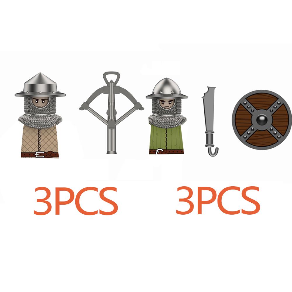 MOC Building Blocks Medieval Character Accessories Warhorses Militiamen Dragons Castles Knights Brick Gifts Toy Helmets Shields