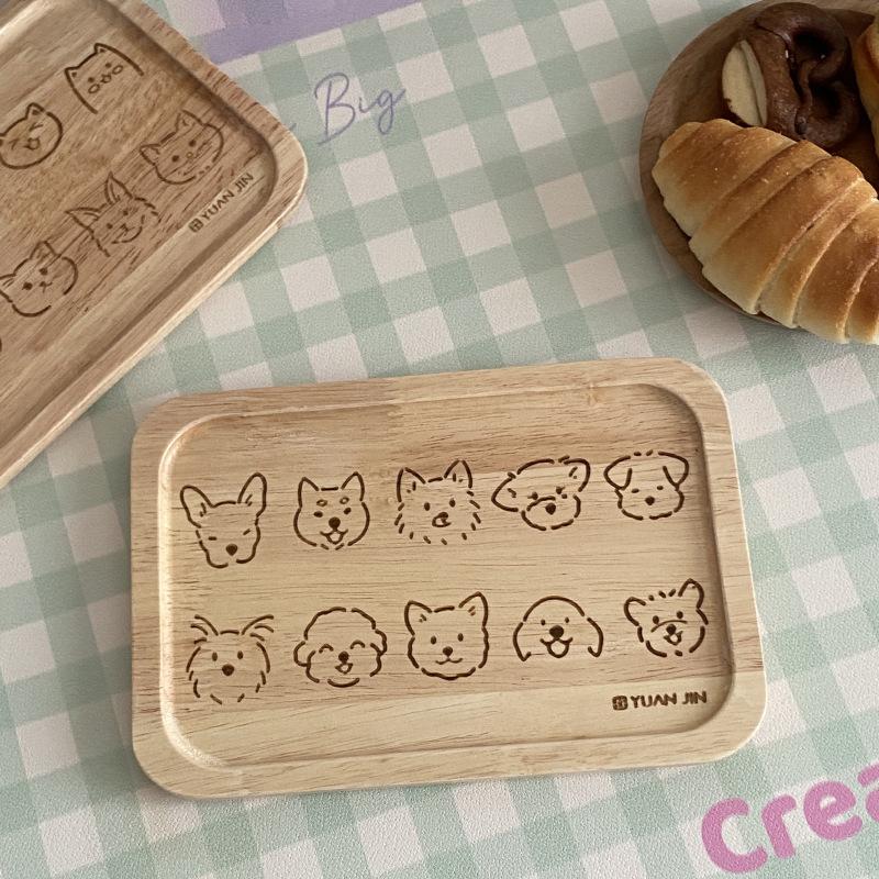 

Cartoon Style Creative Cute Tea Set Bamboo Tray Tea Tray Household Water Cup Tray