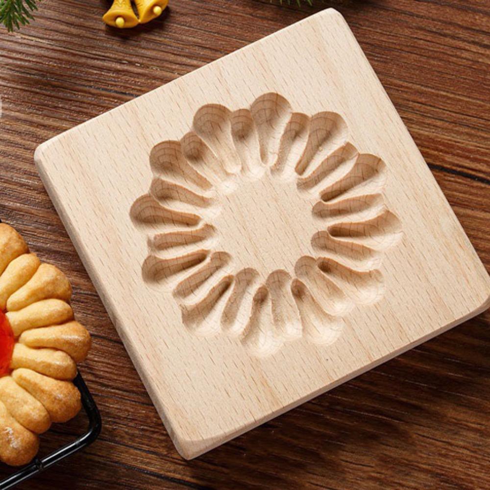 Vyřezávané formy na džem na sušenky Reliéfní formičky na sušenky pro domácnost Dřevěná vykrajovátka na cukroví Pekárna