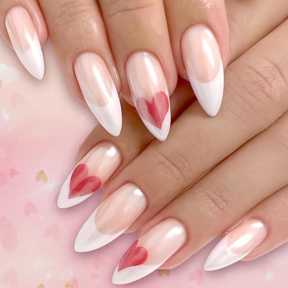 

Valentine s Day Rose Red Heart Oval Nail Stickers - Sweet, Wearable Nails with a Bright Shine