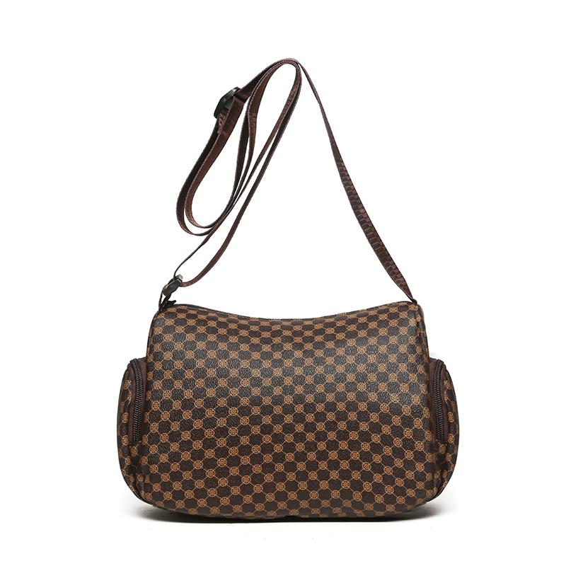 Everyday Versatile Rhombus Pattern Crossbody Bag Trendy Two Option, Multi Compartment Layout for Weekend Short Trips
