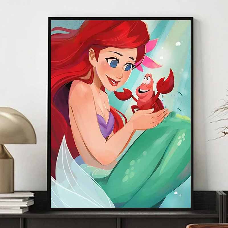 Disney Diamond Painting Ariel and Sebastian's Healing Illustrations 5D Diamond Painting Art Embroidery Cross Stitch Room Decoration