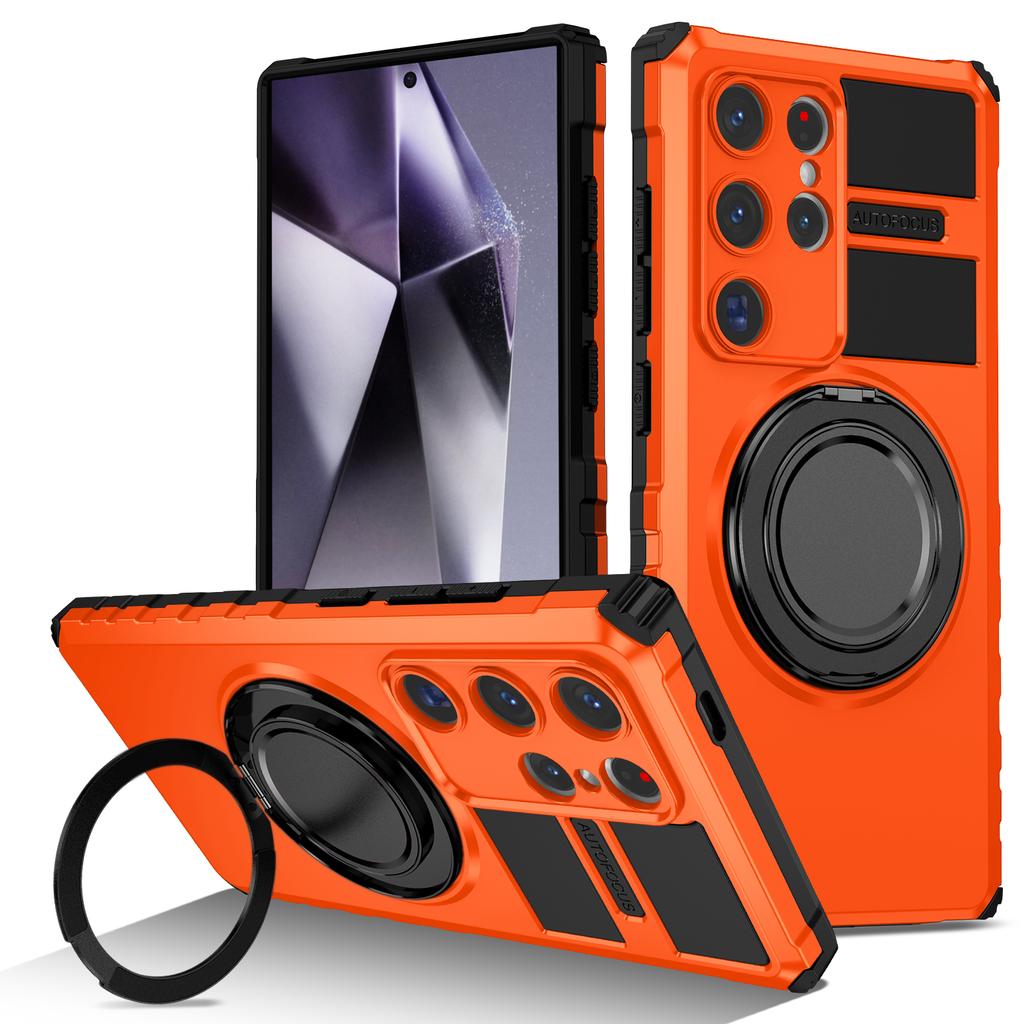 For Samsung Galaxy S24 Ultra Case Compatible with MagSafe Rotary Kickstand Anti-Drop TPU+PC Phone Cover