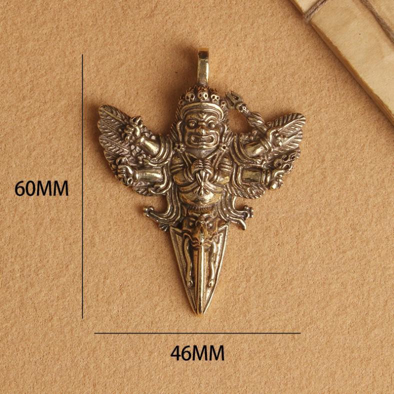 Messing Vajra Stößel Schlüsselanhänger: Goldener tantrischer Anhänger & kleines Ornament