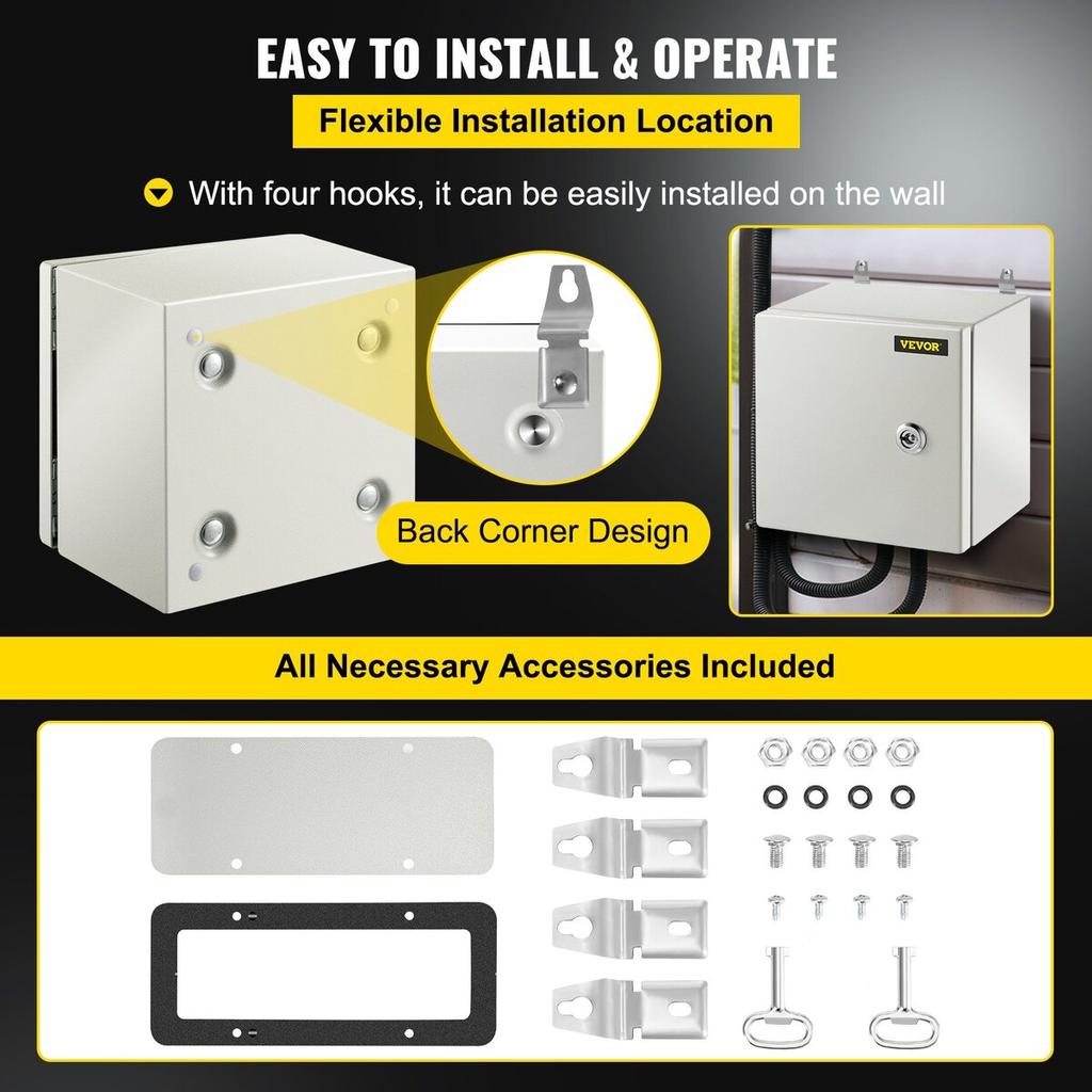 NEMA Stahlgehäuse, 8 x 8 x 6'' NEMA 4X Stahl Elektrobox, IP66 Wasserdicht & Staubdicht, Außen- / Innen-Elektro-Verteilerkasten