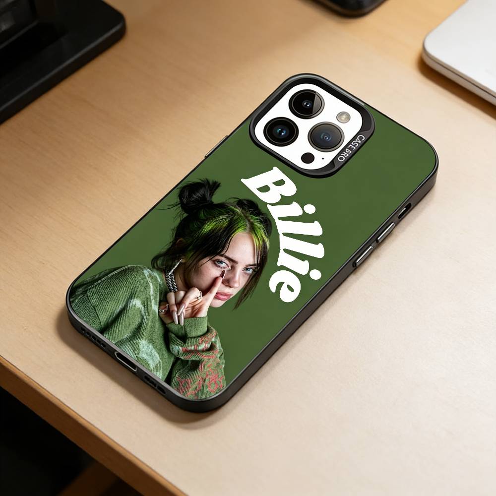 Singer Bad Guy Billie Eilish Phone Case For iPhone 17,16,15,14,13,12,11 Plus,Pro Max,XS,Colored Silver Plated Inside Cover