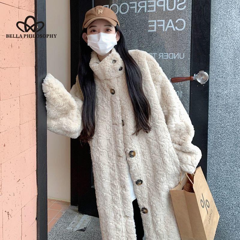 Winter Faux Fur New Fur Long Knee Coat Women Lamb Furry Coat High Quality Women's Casual Style Long Coat