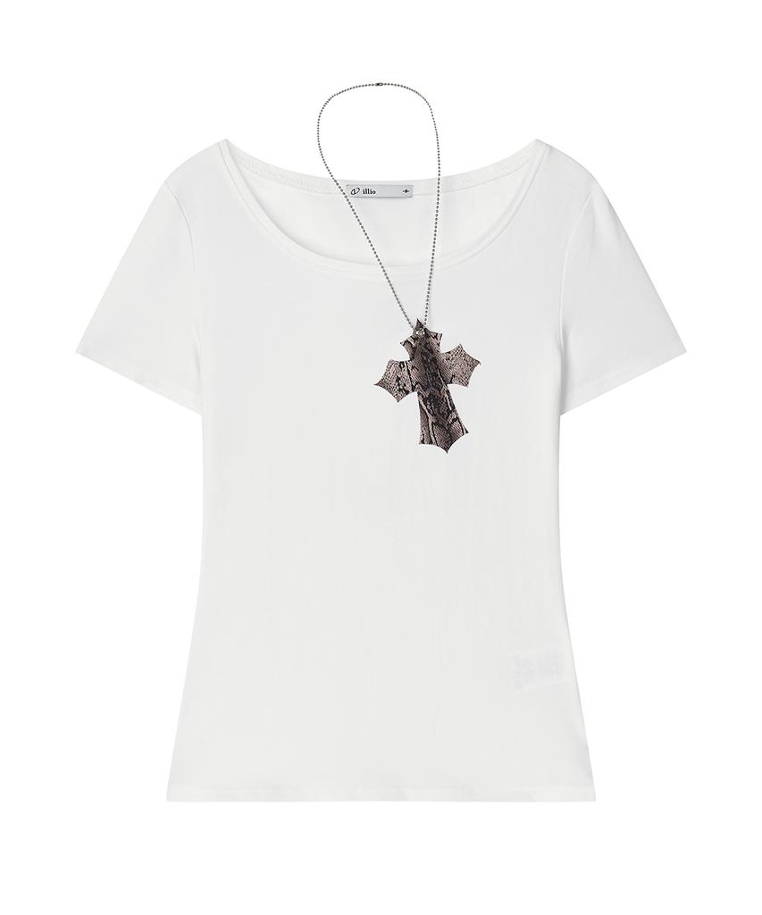 ILLIO White-Python Cross Necklace T-Shirt