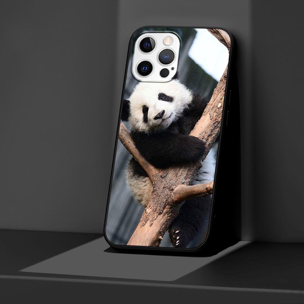 Chinesische Bär Panda Hülle für Apple iPhone 14 11 13 12 Pro Max XR 7 8 + SE 2020 XS 6 6s Plus 5 5s Schwarz Silikon Handyhülle Coque
